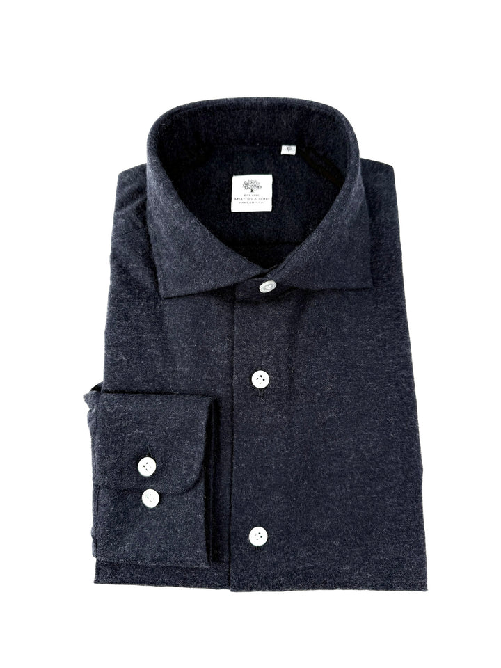 Cotton Flannel Shirt - Charcoal Grey
