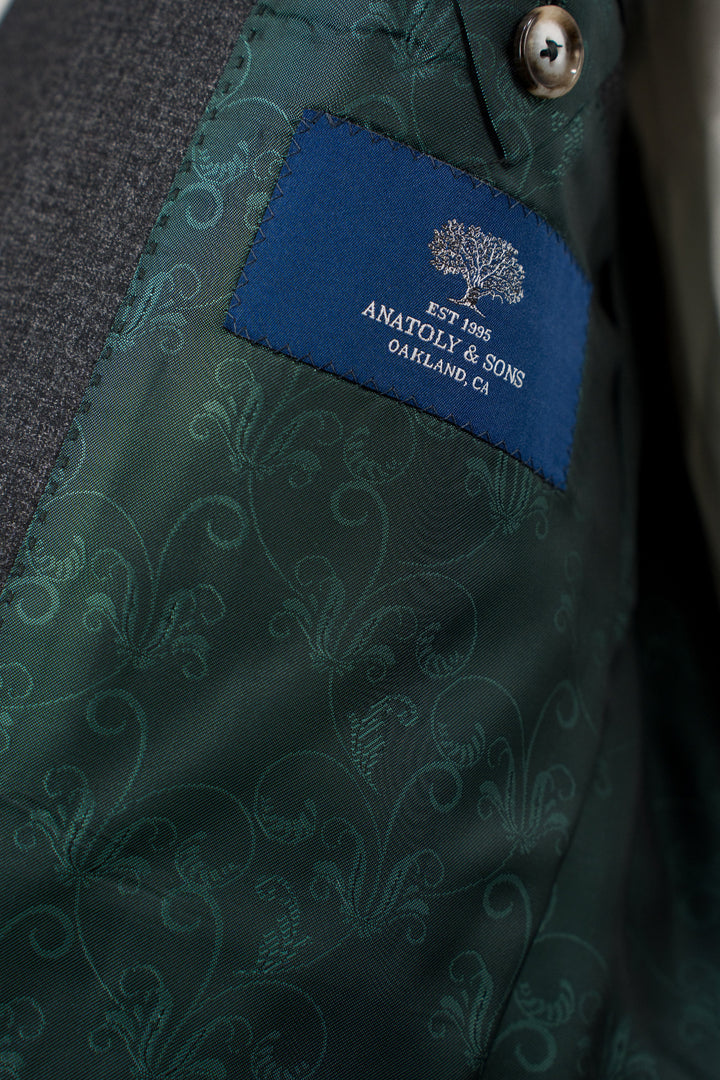Charcoal Grey Wool Checkered Scabal Sport Coat