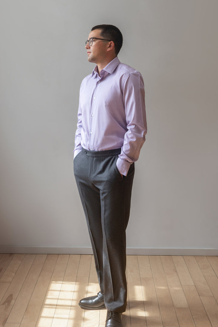 Charcoal Grey Micro Check Wool Silk Dormeuil Suit