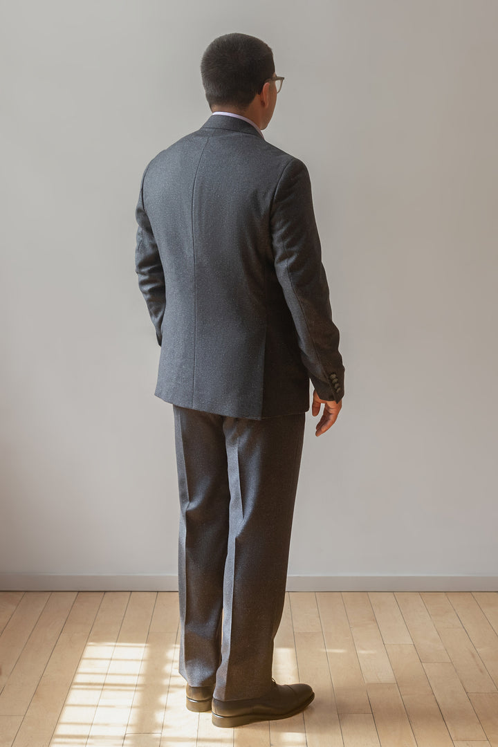 Charcoal Grey Micro Check Wool Silk Dormeuil Suit