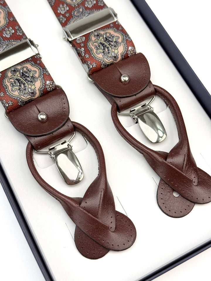 Classic Medallion Suspenders - Rust Orange