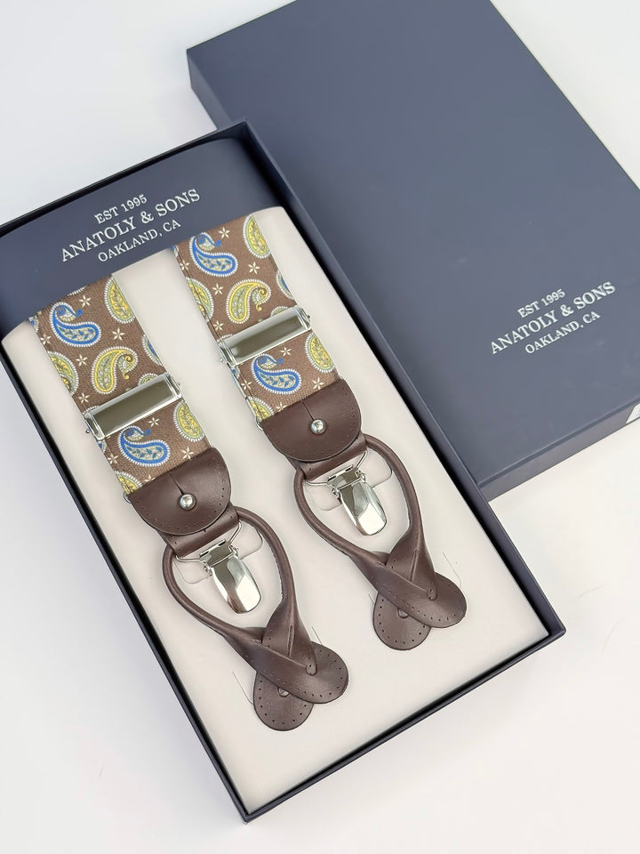 Classic Paisley Suspenders - Chocolate Brown