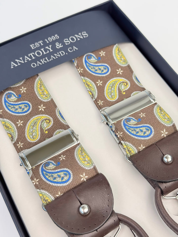 Classic Paisley Suspenders - Chocolate Brown
