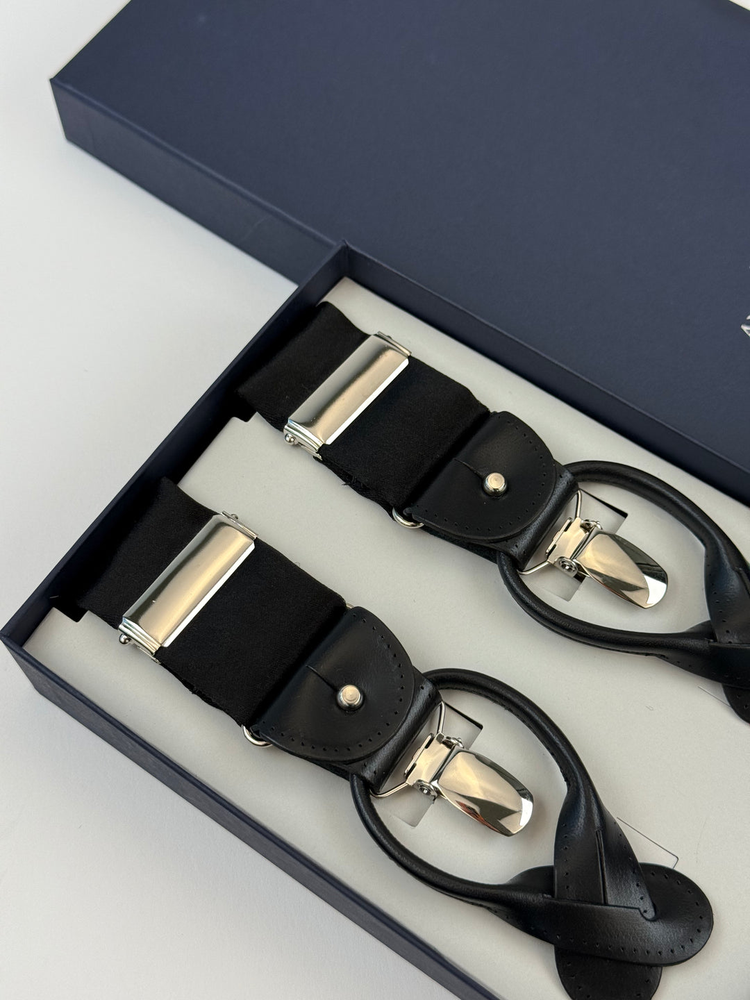 Classic Suspenders Set - Black Silk
