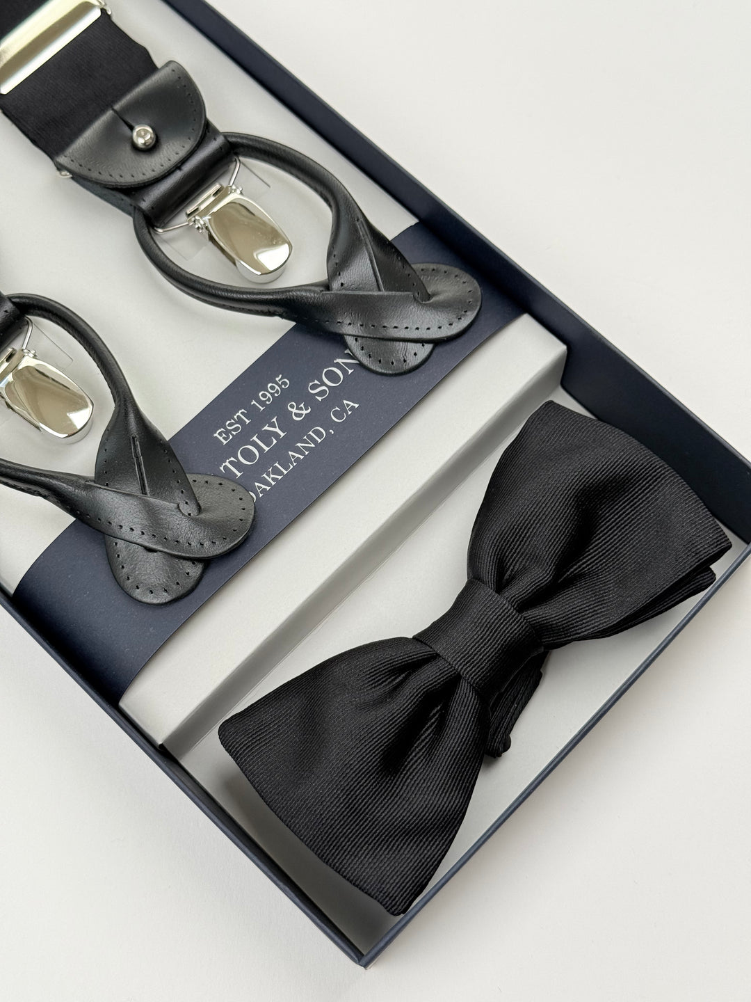 Classic Suspenders Set - Black Silk Grossgrain