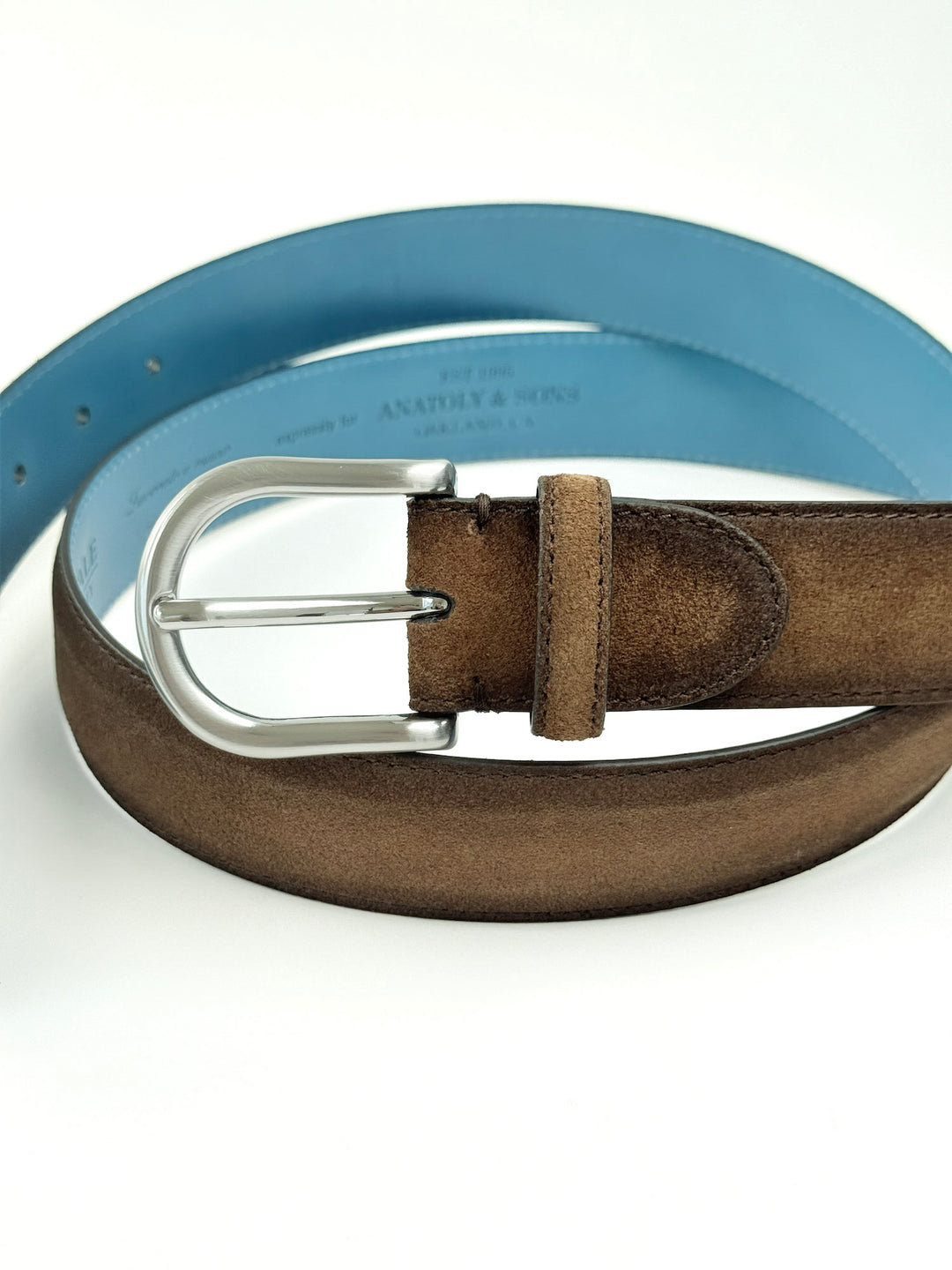 Hand Painted Ombre Suede Leather Belt - Coffee Brown