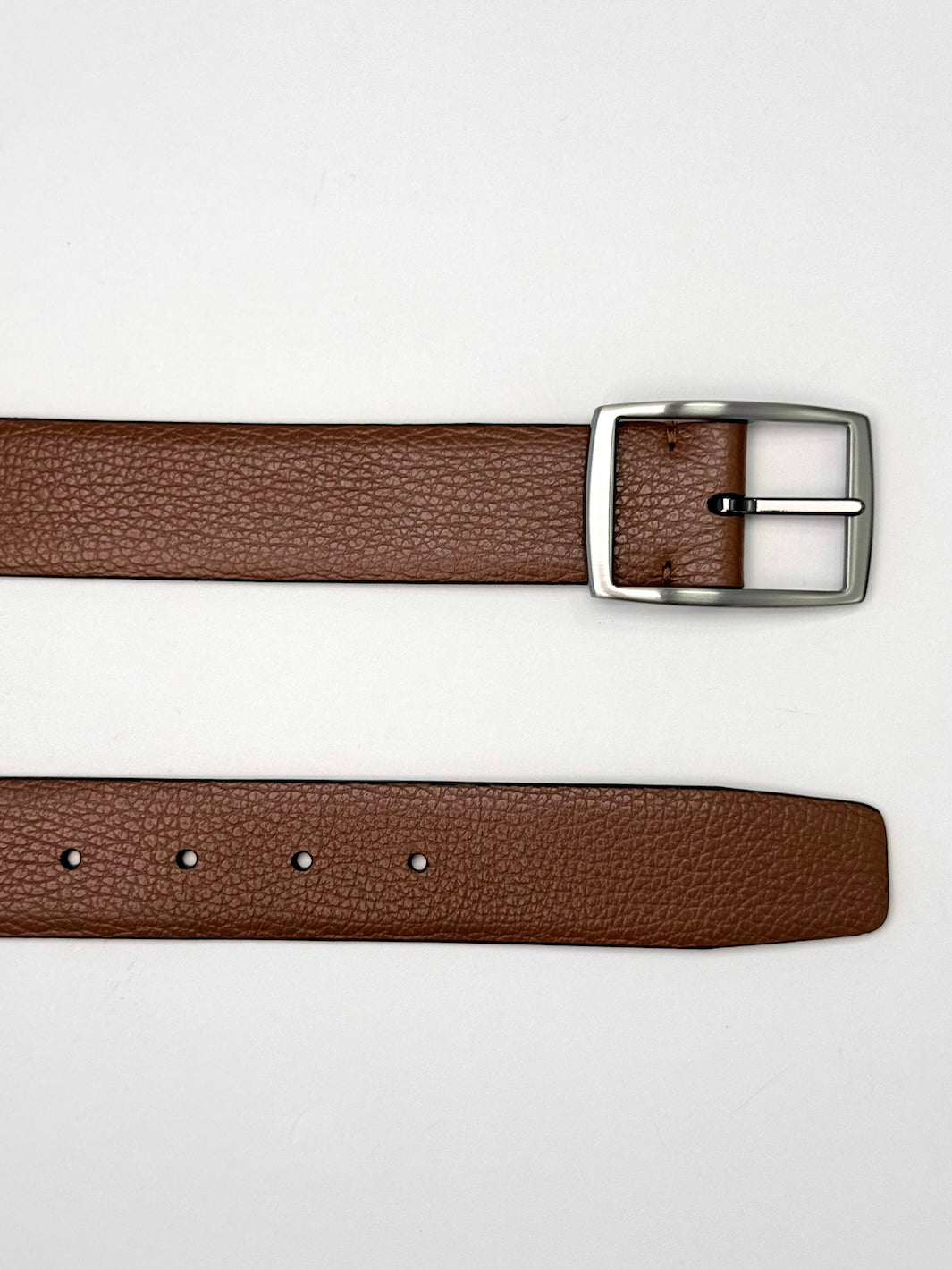 Pebble Grain Calfskin Leather Belt - Cognac
