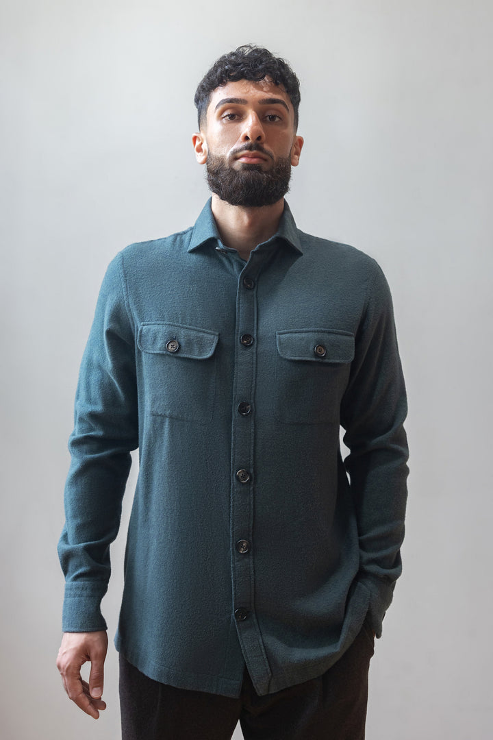 Cotton Flannel Overshirt - Alaska Green