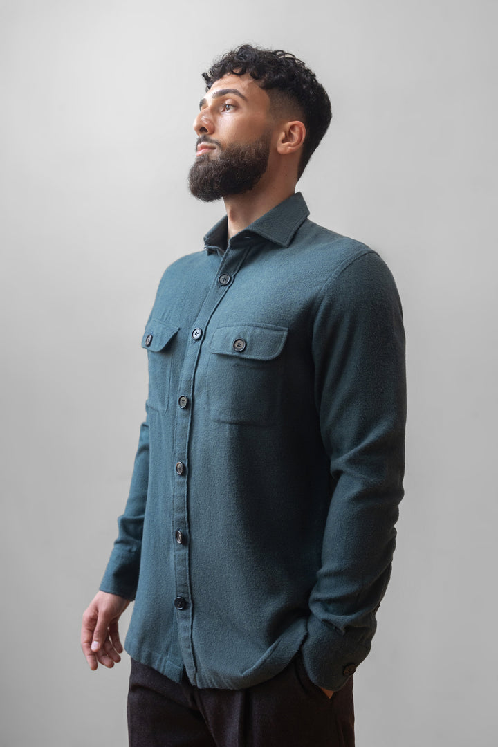 Cotton Flannel Overshirt - Alaska Green