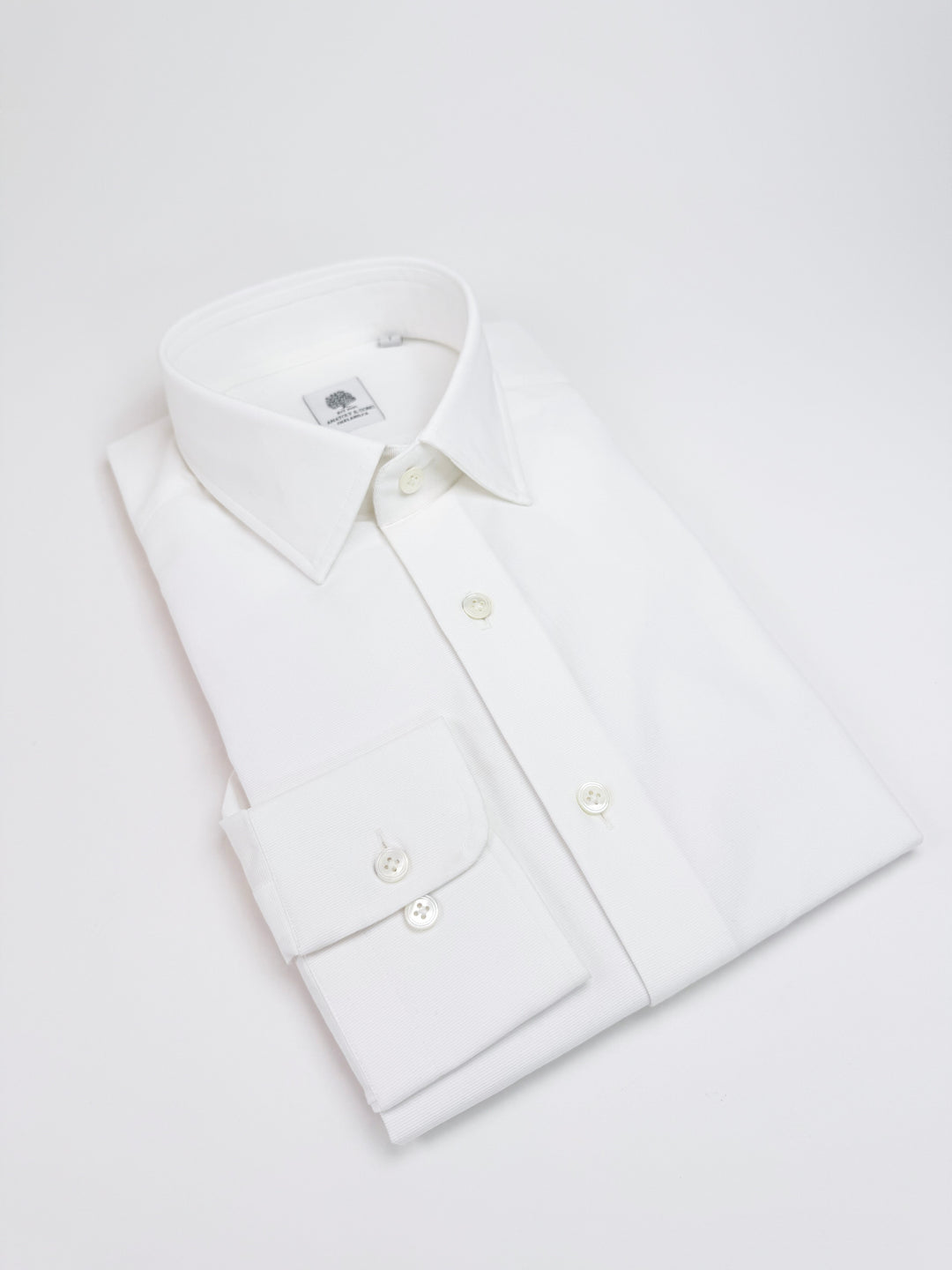 Cotton Horizontal Twill Dress Shirt - White