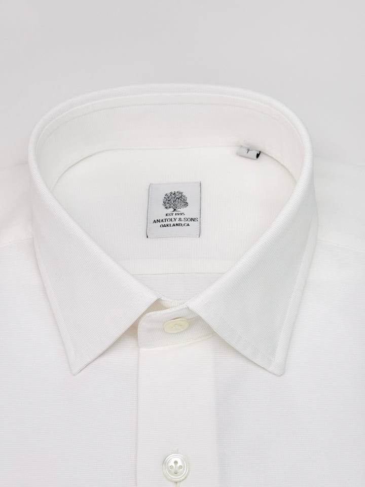 Cotton Horizontal Twill Dress Shirt - White