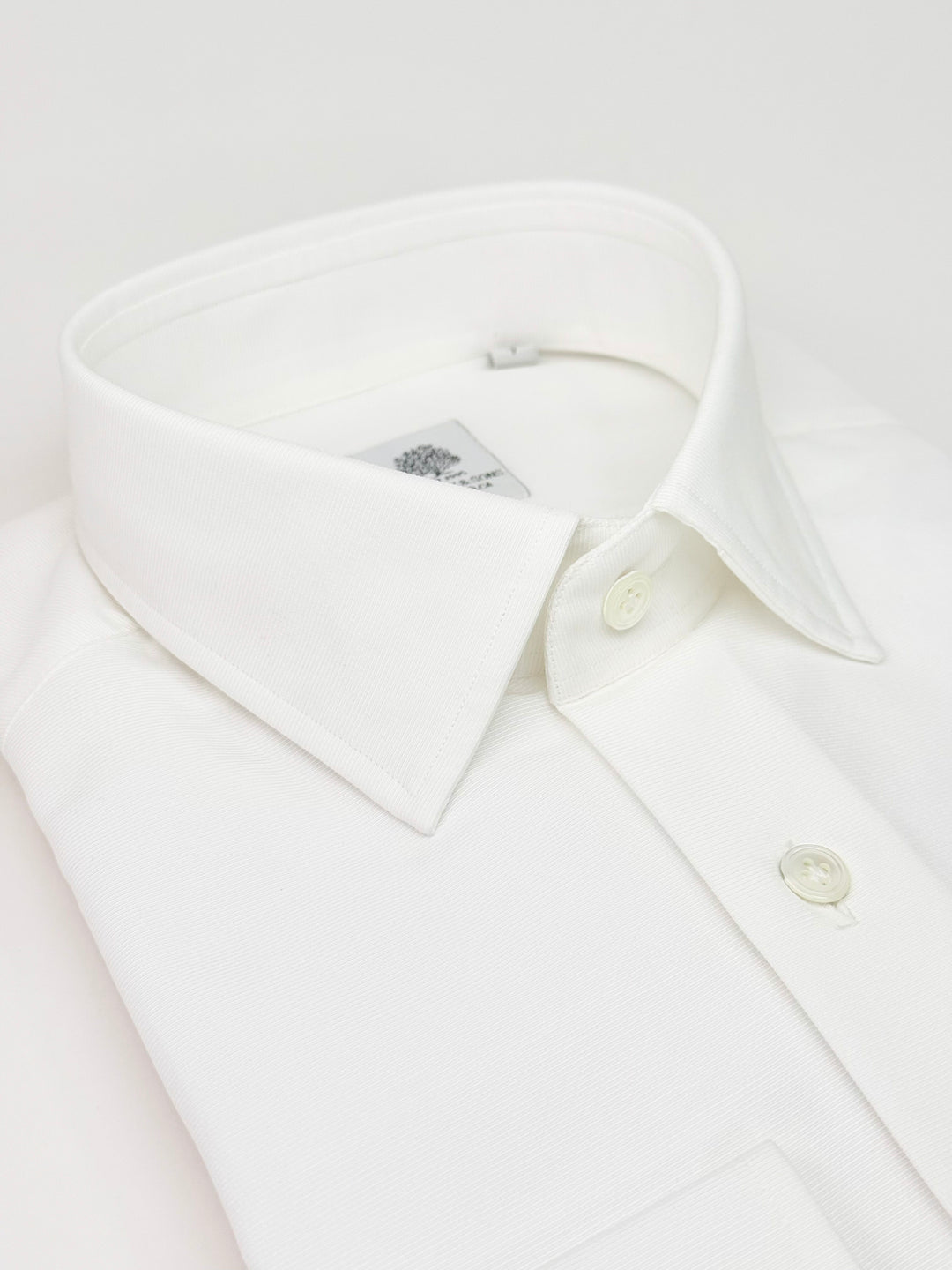 Cotton Horizontal Twill Dress Shirt - White