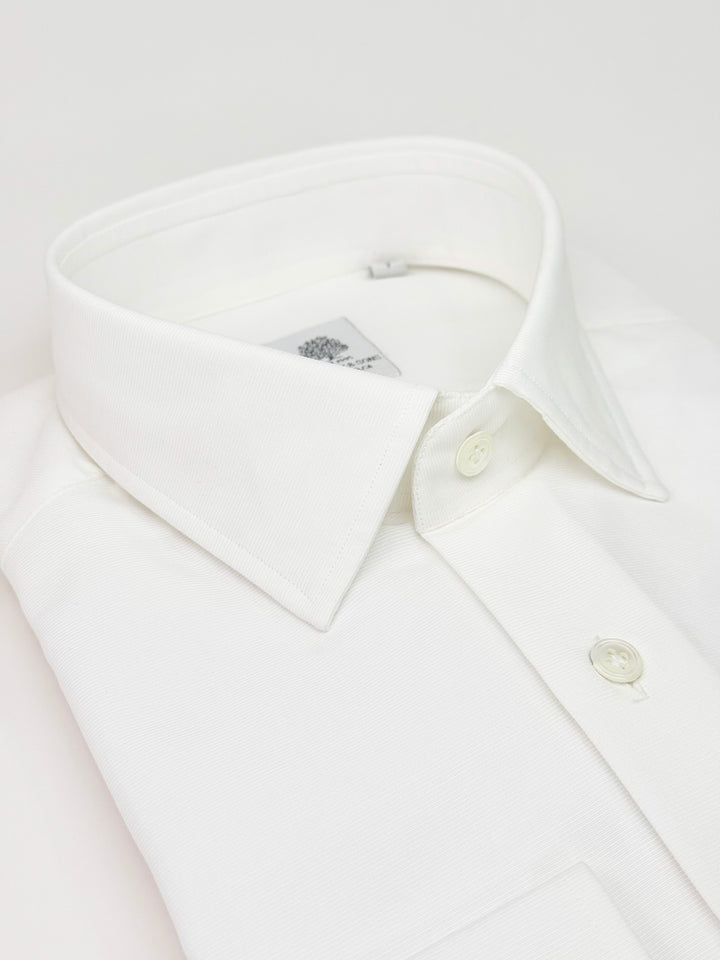 Cotton Horizontal Twill Dress Shirt - White