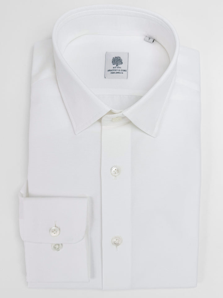 Cotton Horizontal Twill Dress Shirt - White
