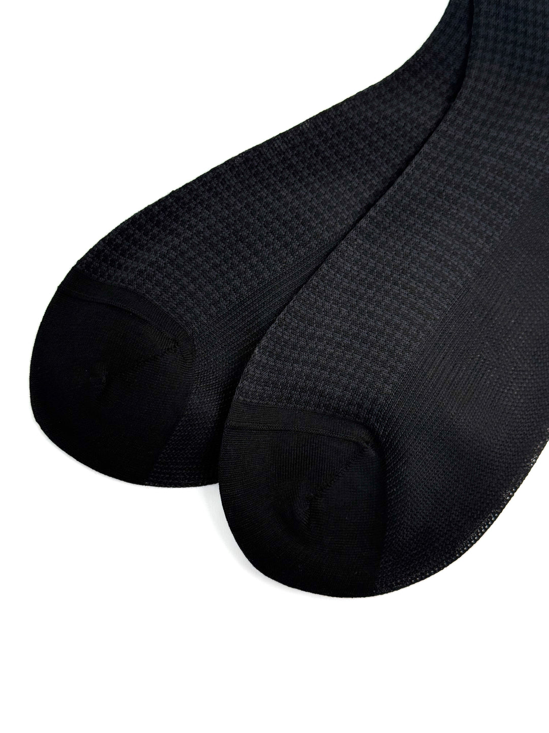 Cotton Houndstooth Bresciani Mid Calf Sock- Black & Grey