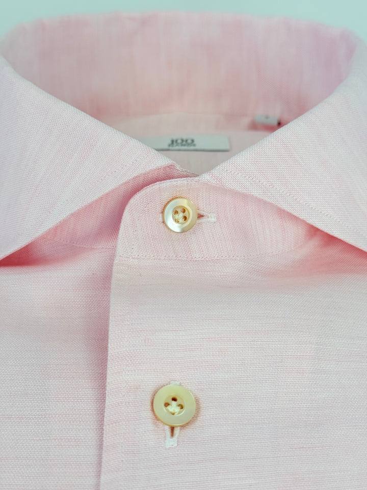 Cotton & Linen Dress Shirt - Light Pink