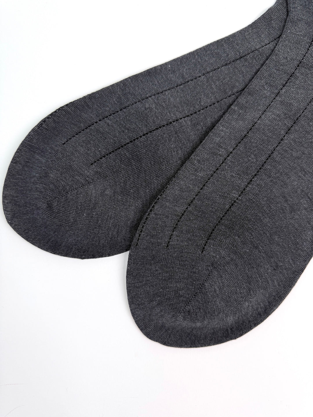 Cotton Pinstripe Bresciani Mid Calf Sock - Charcoal Grey