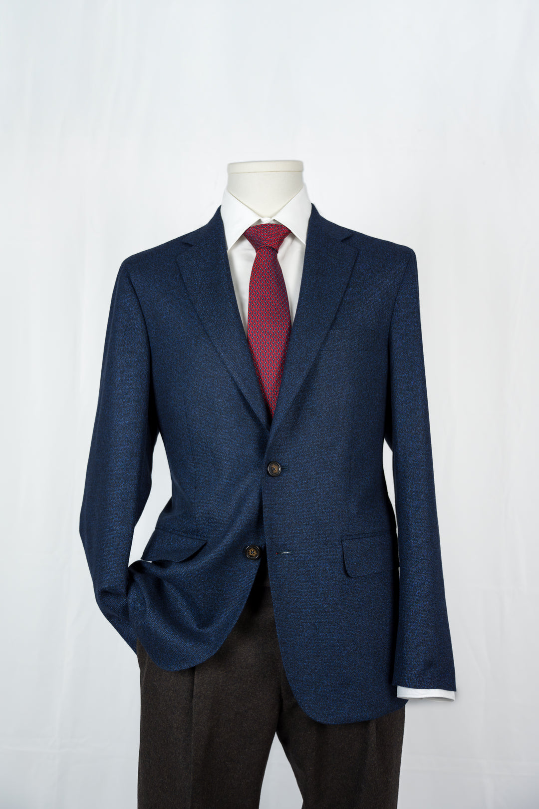 Dark Blue Textured Scabal Stardust Sport Coat