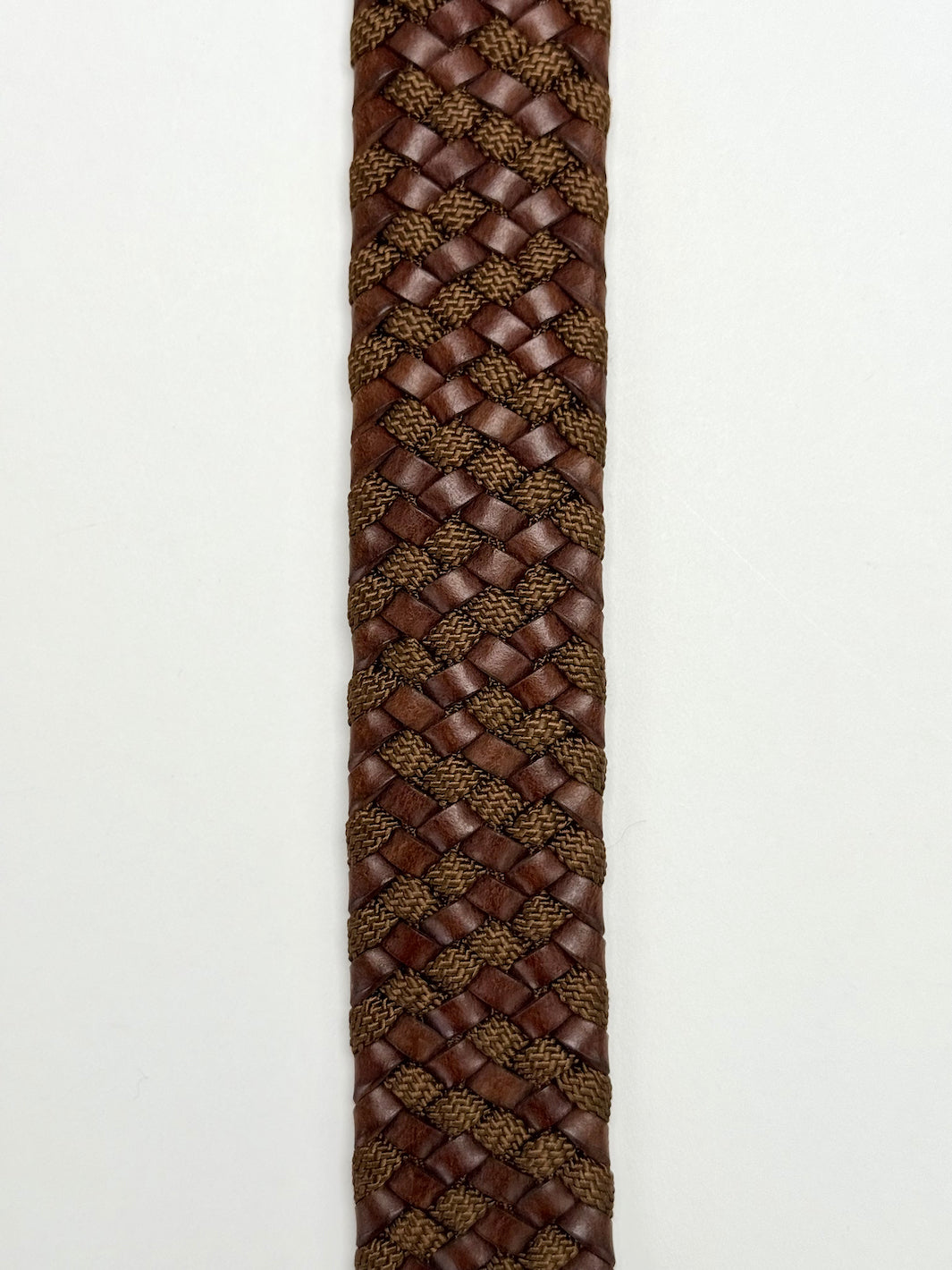 Elastic Braided Calfskin Belt - Tobacco