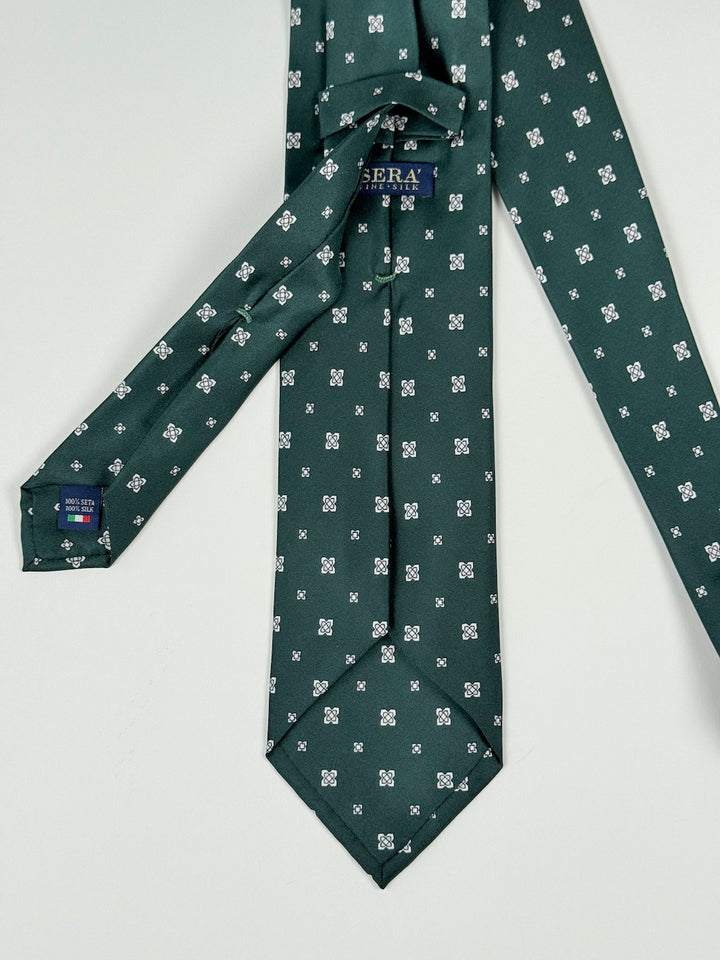 Silk Medallion Print Tie - Emerald Green