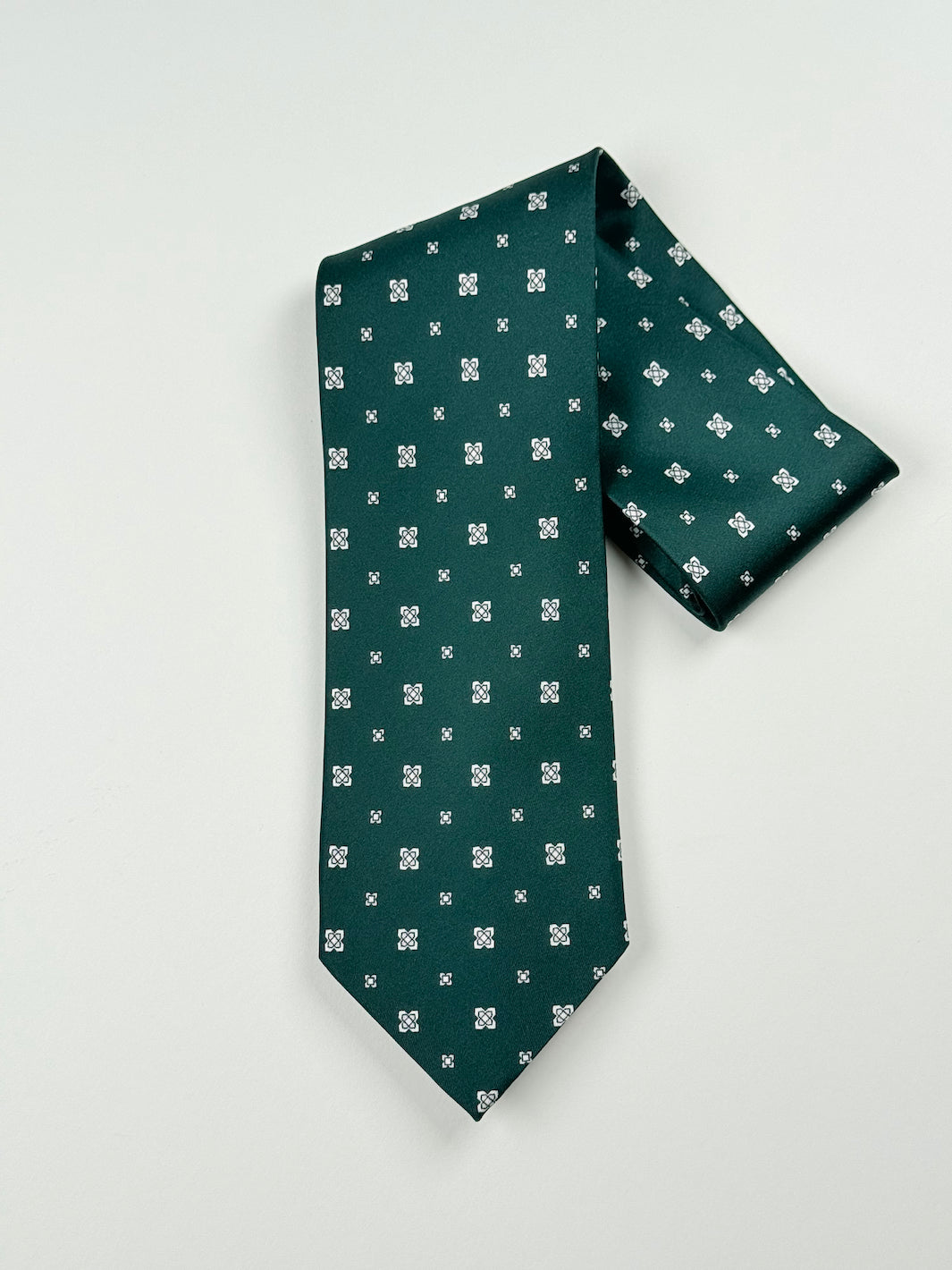 Silk Medallion Print Tie - Emerald Green