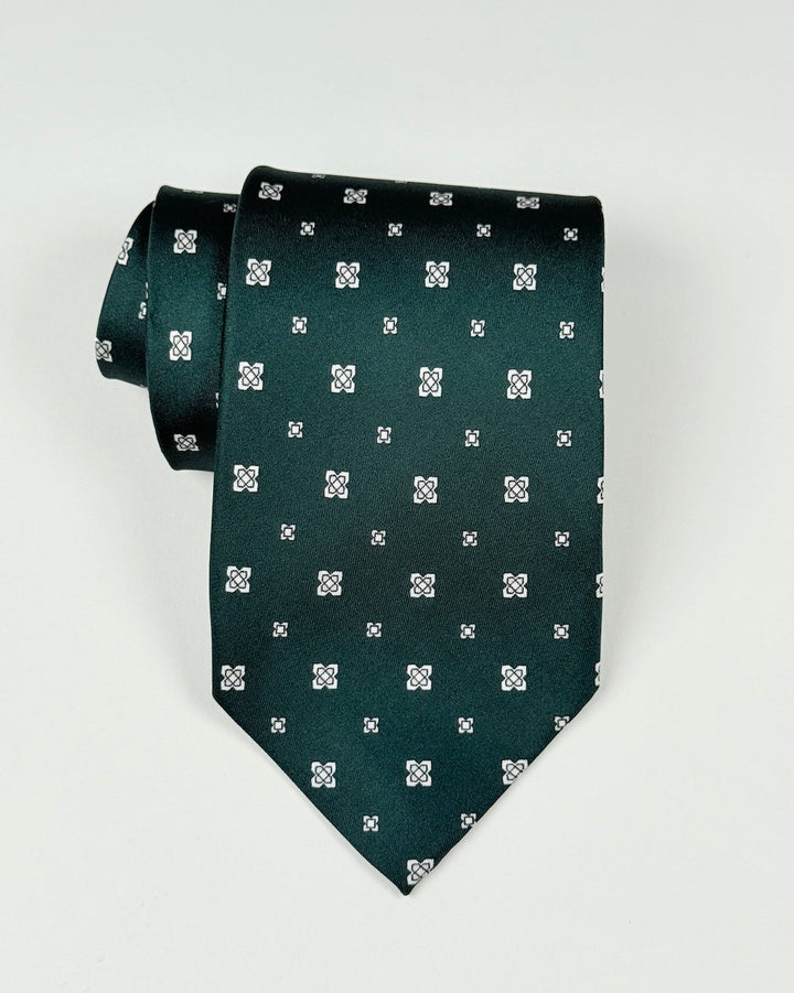 Silk Medallion Print Tie - Emerald Green