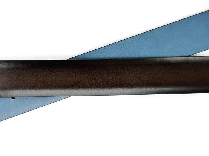 Hand Painted Ombre Calfskin Leather Belt - Espresso Brown