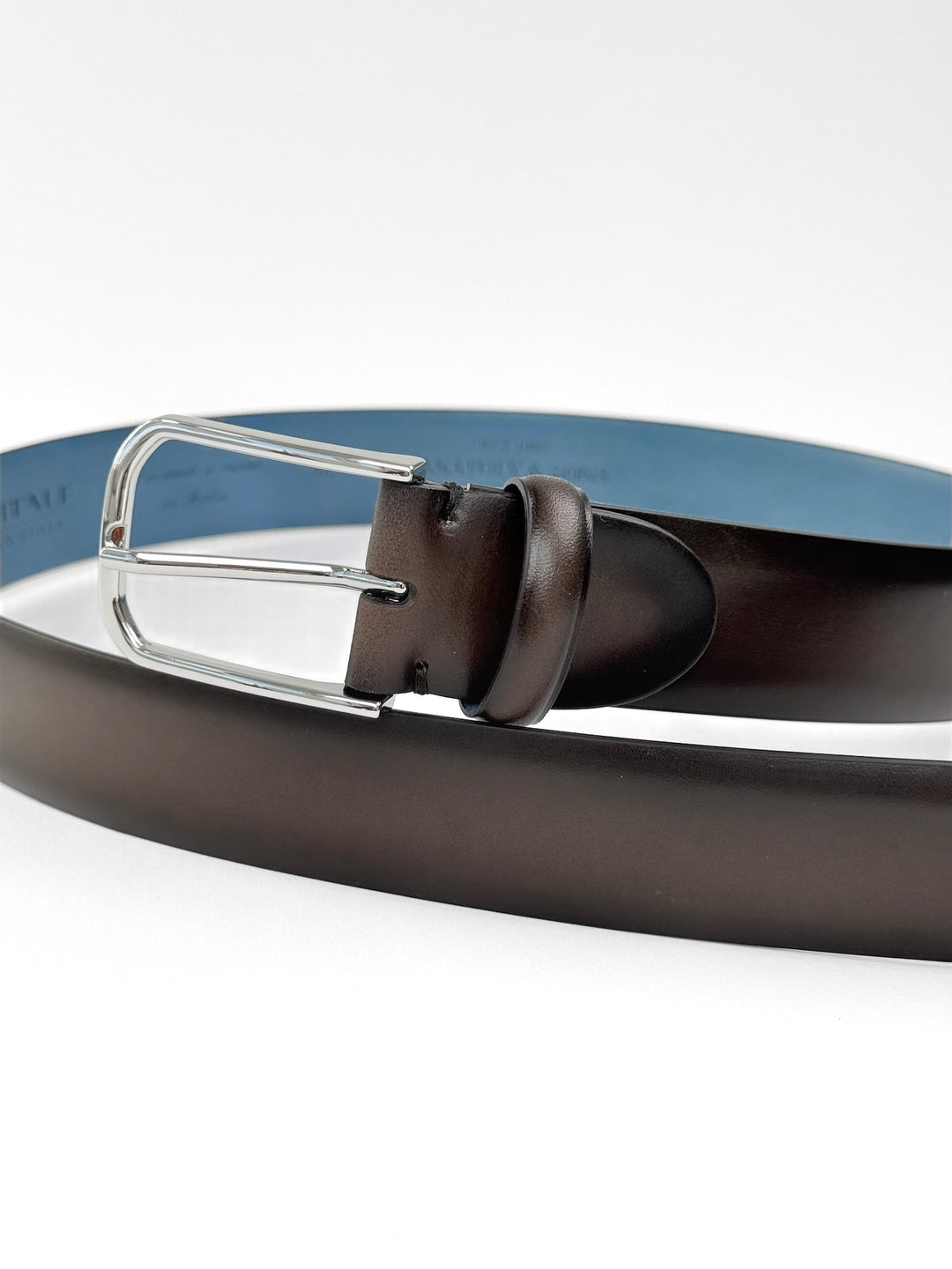 Hand Painted Ombre Calfskin Leather Belt - Espresso Brown