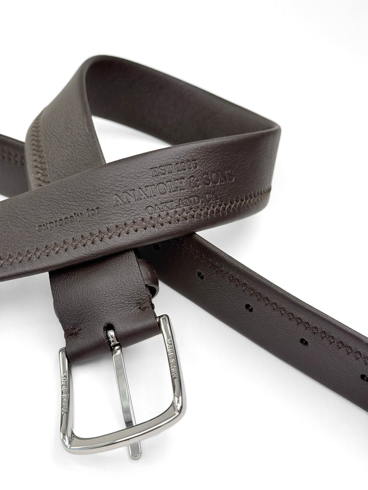 Soft Calfskin Leather Belt - Espresso Brown