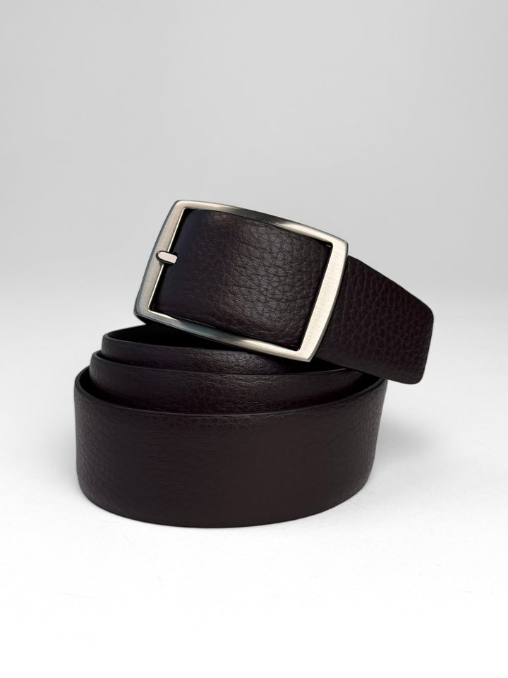 Pebble Grain Calfskin Leather Belt - Espresso
