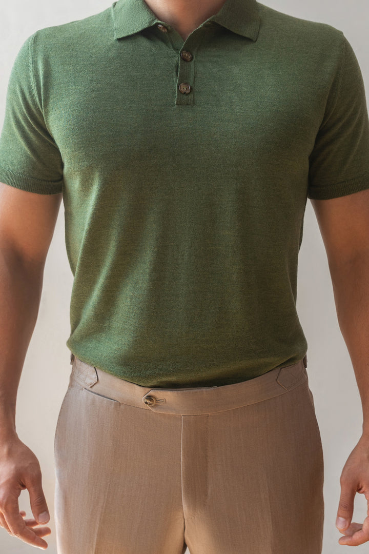 Extra Fine Merino Polo Shirt - Apple Green