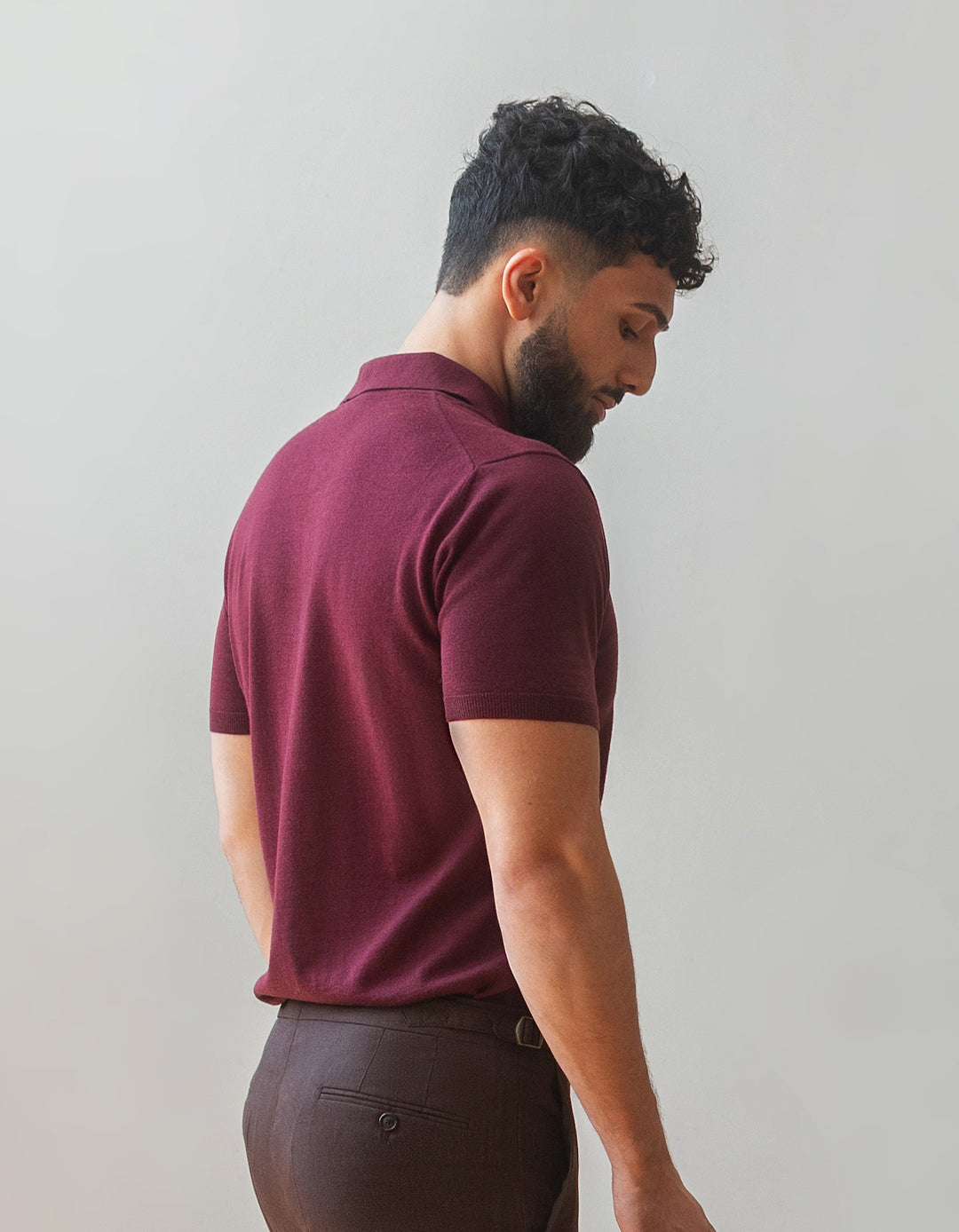 Extra Fine Merino Polo Shirt - Bordeaux