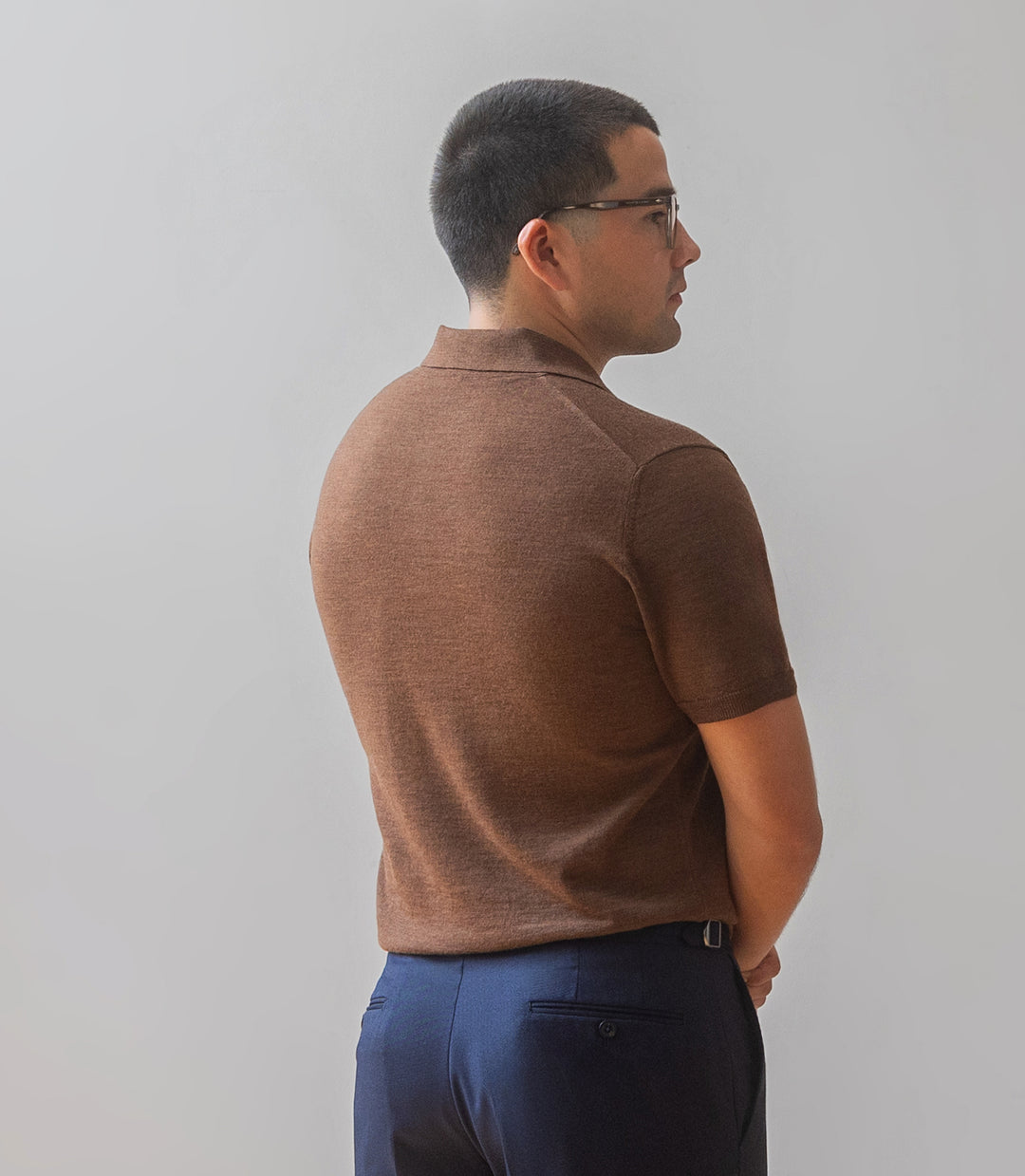 Extra Fine Merino Polo Shirt - Copper Brown