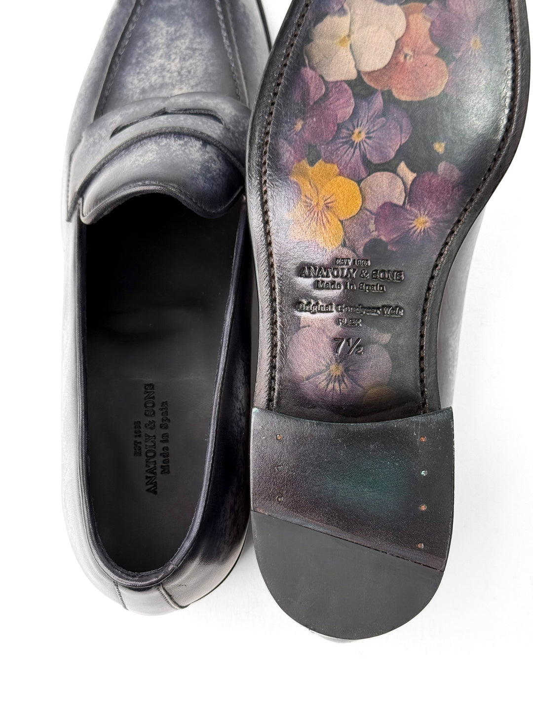 Grey Patina Square-Toe Masked Loafer