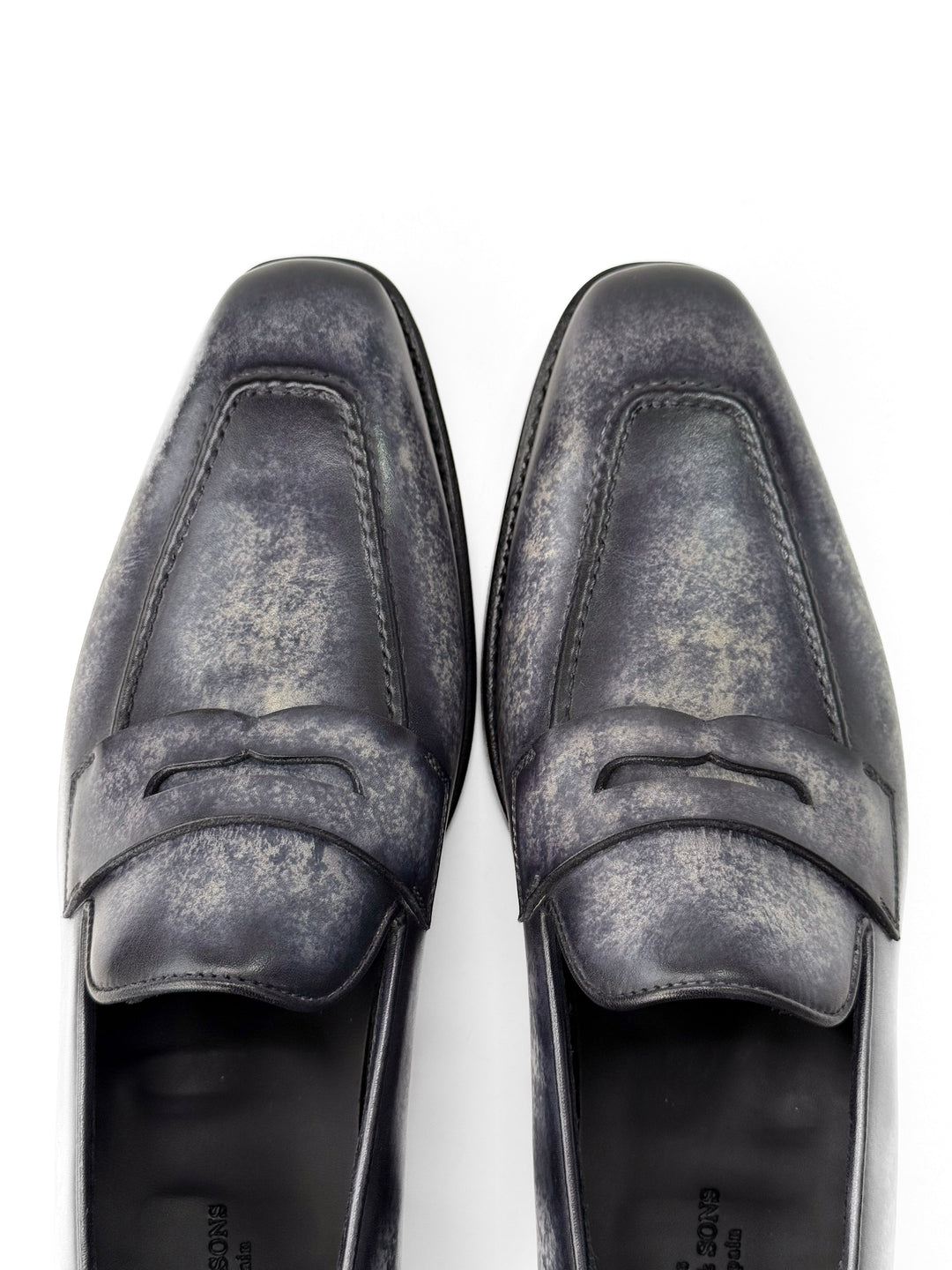 Grey Patina Square-Toe Masked Loafer