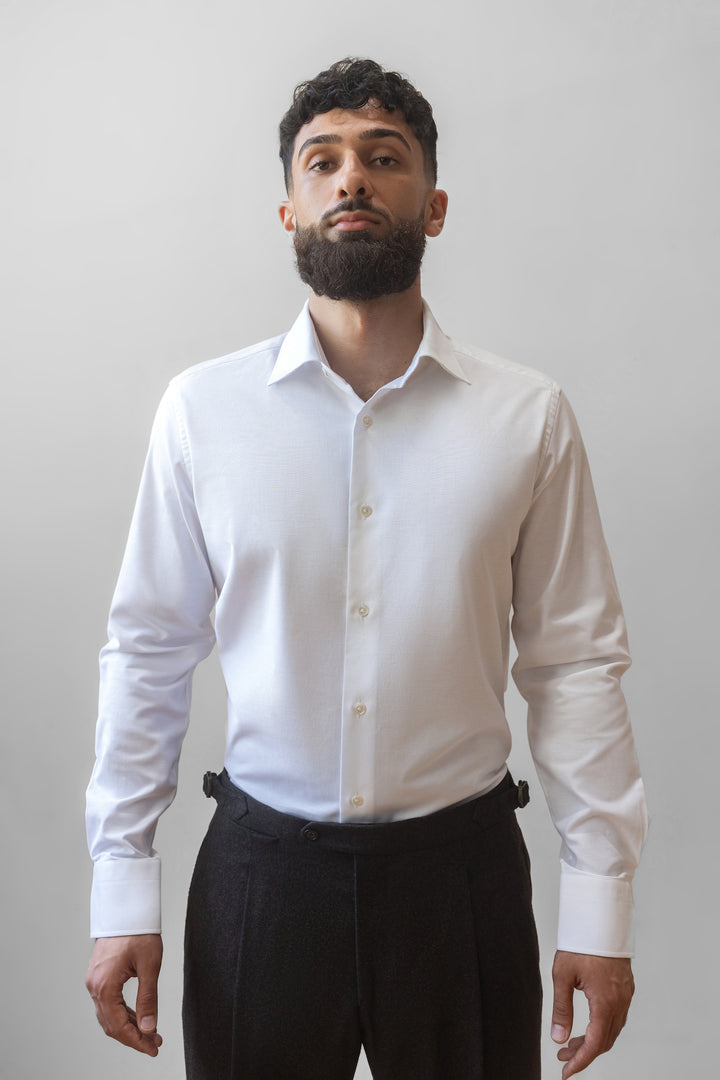 Heavy Portuguese Cotton Oxford Dress Shirt - White