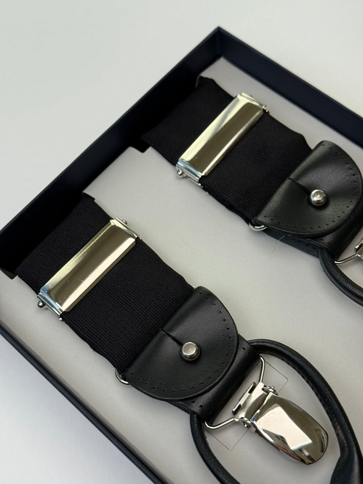 Classic Suspenders Set - Black Silk Grossgrain
