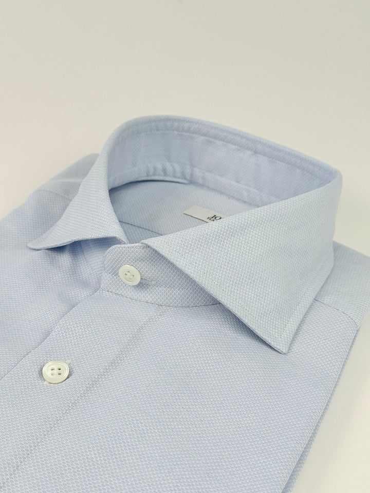 Cotton Honeycomb Dress Shirt - Light Blue
