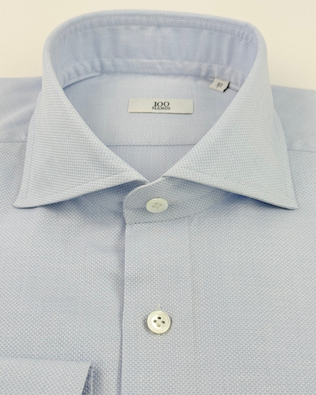 Cotton Honeycomb Dress Shirt - Light Blue