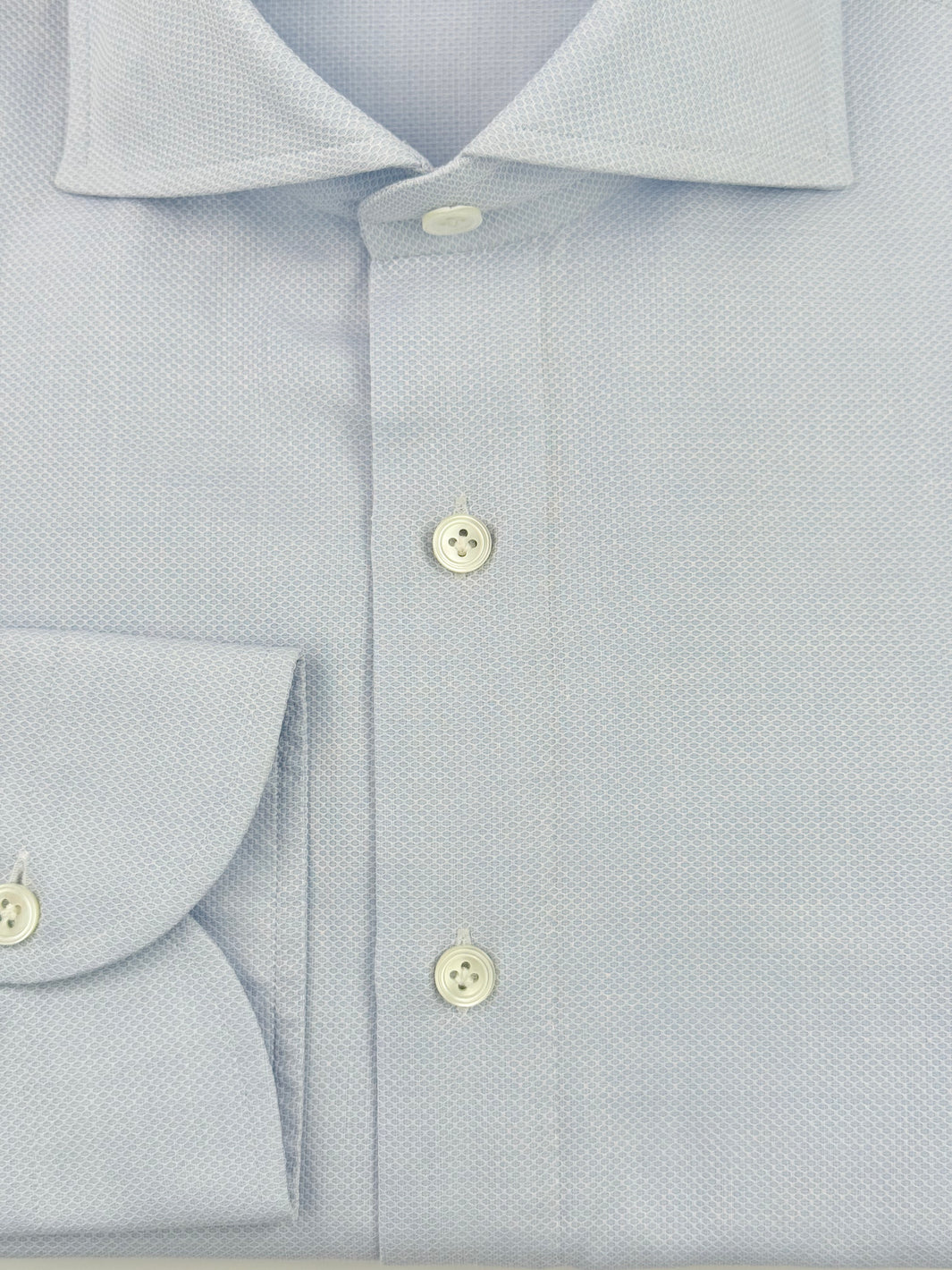 Cotton Honeycomb Dress Shirt - Light Blue