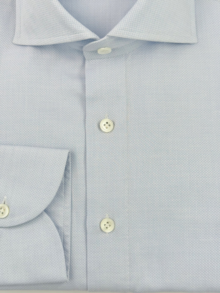 Cotton Honeycomb Dress Shirt - Light Blue