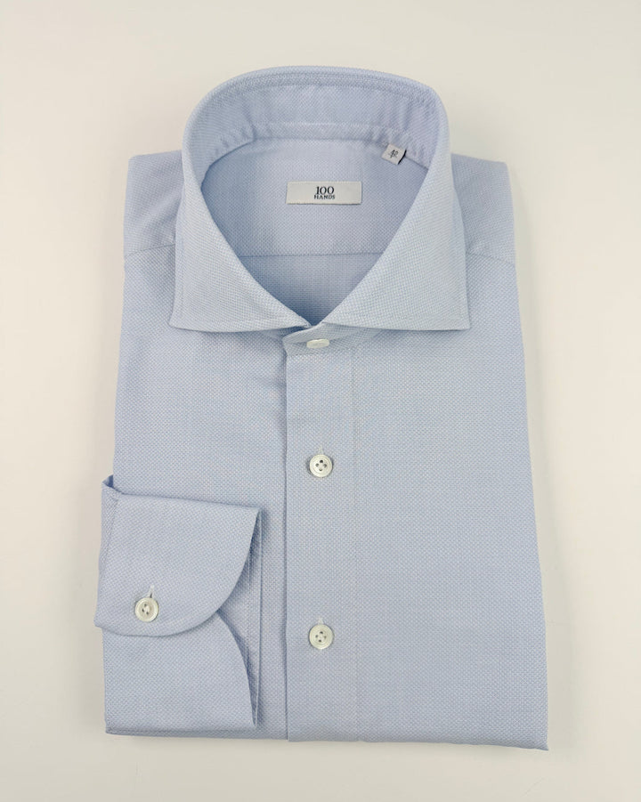 Cotton Honeycomb Dress Shirt - Light Blue