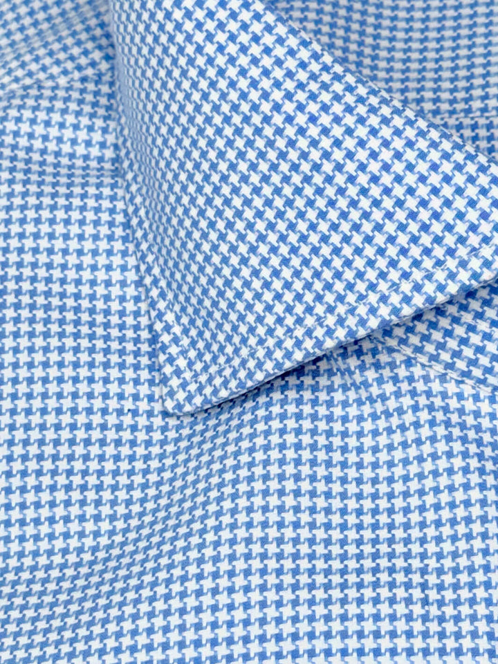 Cotton Houndstooth Dress Shirt - Blue