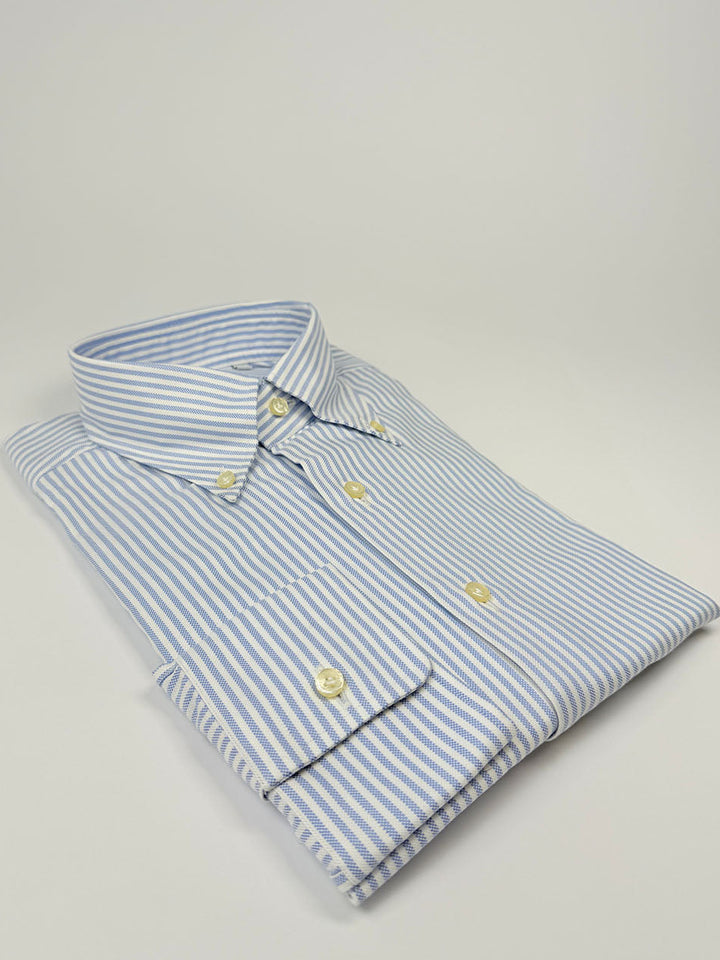 Striped Button-Down Oxford Shirt - Light Blue