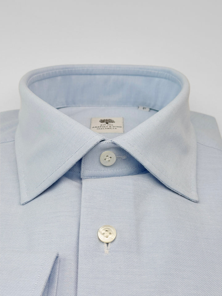Thomas Mason Heavy Cotton Oxford Dress Shirt - Light Blue