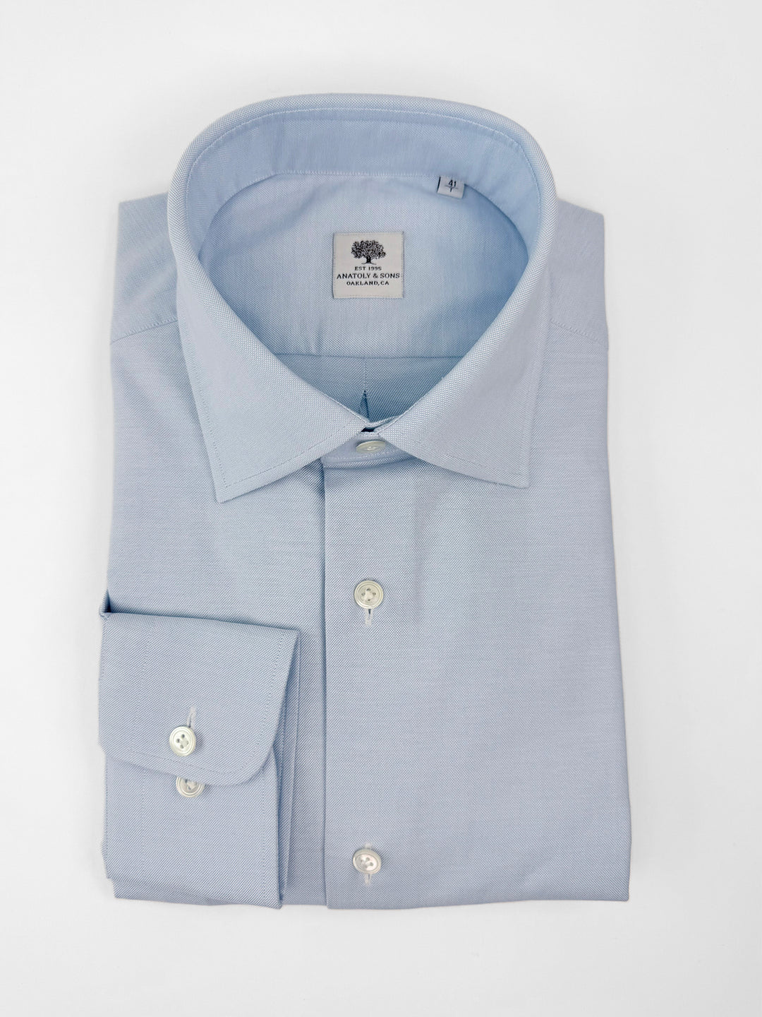 Thomas Mason Heavy Cotton Oxford Dress Shirt - Light Blue