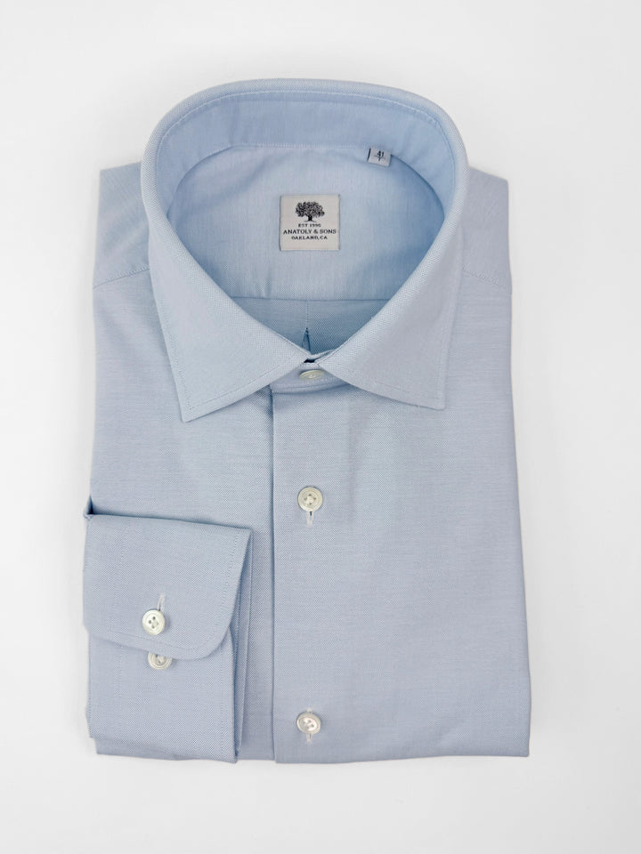 Thomas Mason Heavy Cotton Oxford Dress Shirt - Light Blue