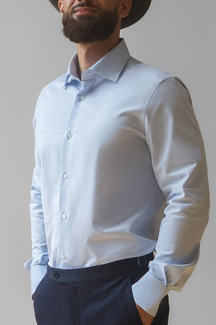 Thomas Mason Heavy Cotton Oxford Dress Shirt - Light Blue
