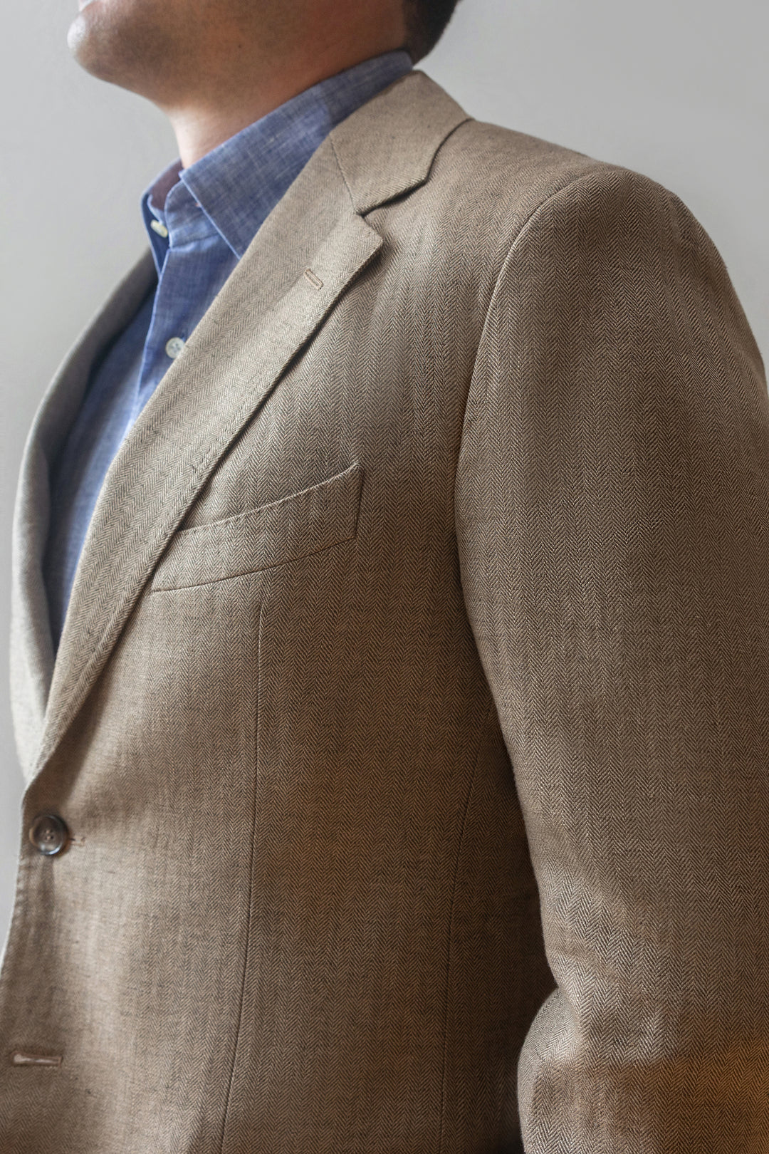 Light Brown Herringbone Maison Hellard Linen Suit