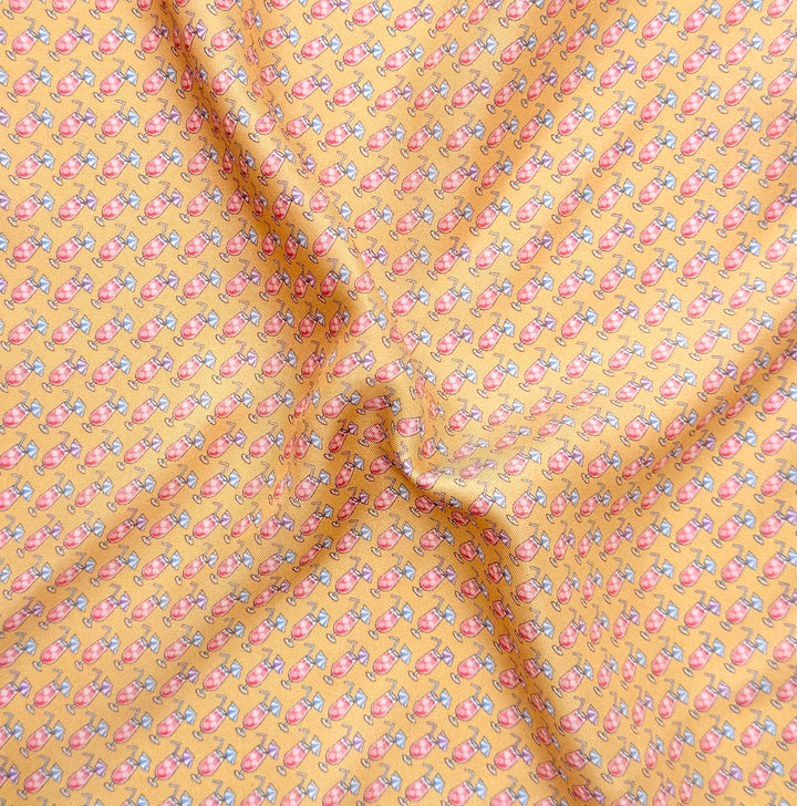 Silk Cocktail Print Pocket Square - Light Gold